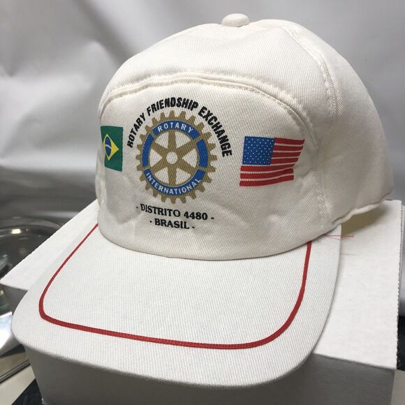 Rotary Intl Friendship Exchange Brazil Distrito 4480 Snapback Hat Cap White Red - Picture 3 of 10
